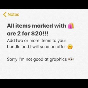 SALE. Items marked with 🛍 are 2 for $20